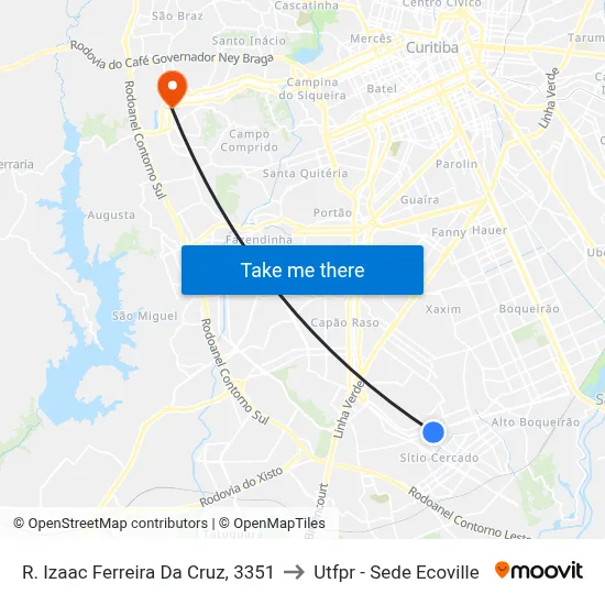 R. Izaac Ferreira Da Cruz, 3351 to Utfpr - Sede Ecoville map