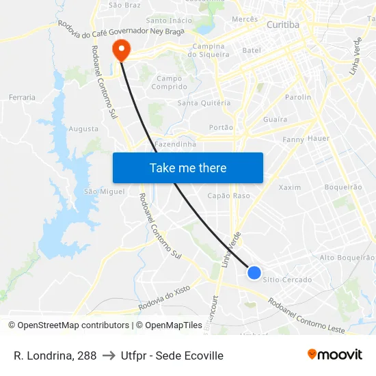 R. Londrina, 288 to Utfpr - Sede Ecoville map