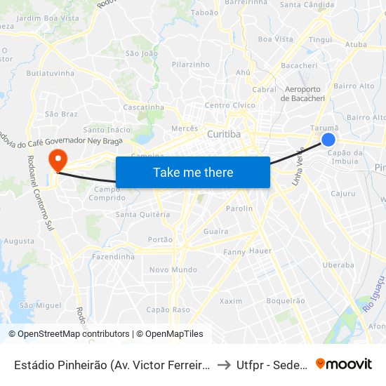 Estádio Pinheirão (Av. Victor Ferreira Do Amaral 1913) to Utfpr - Sede Ecoville map