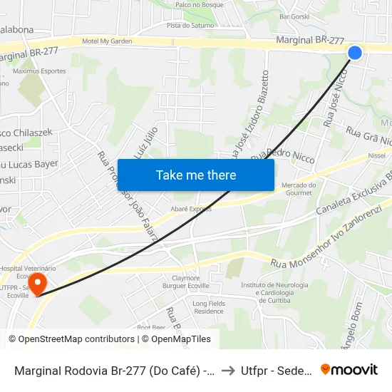 Marginal Rodovia Br-277 (Do Café) - Tuiuti Mossunguê to Utfpr - Sede Ecoville map