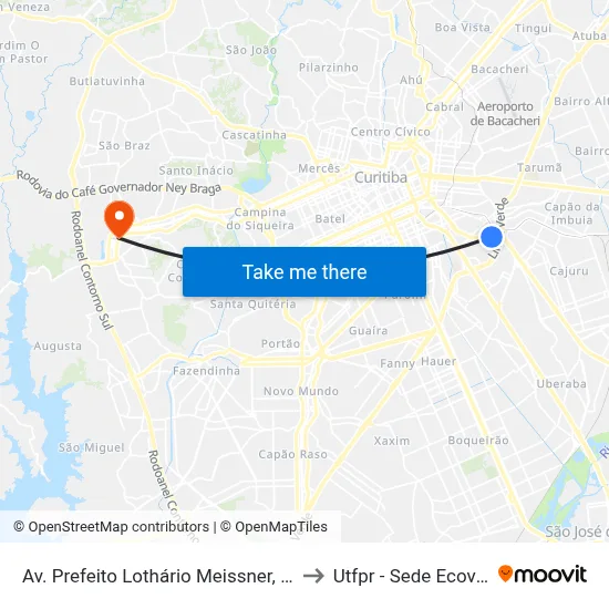 Av. Prefeito Lothário Meissner, 840 to Utfpr - Sede Ecoville map