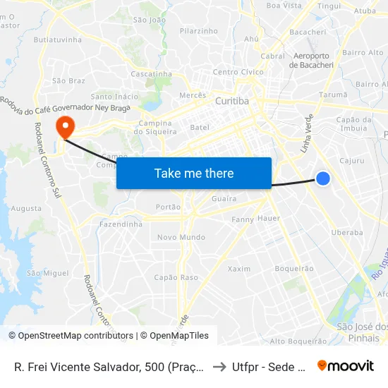 R. Frei Vicente Salvador, 500 (Praça Ryu Mizuno) to Utfpr - Sede Ecoville map