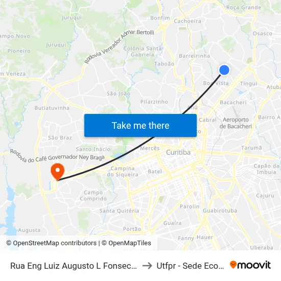 Rua Eng Luiz Augusto L Fonseca 199 to Utfpr - Sede Ecoville map
