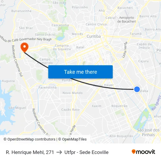 R. Henrique Mehl, 271 to Utfpr - Sede Ecoville map