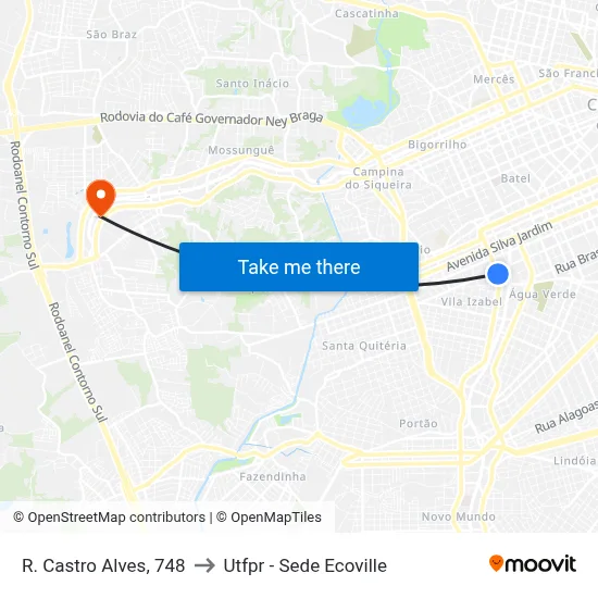 R. Castro Alves, 748 to Utfpr - Sede Ecoville map