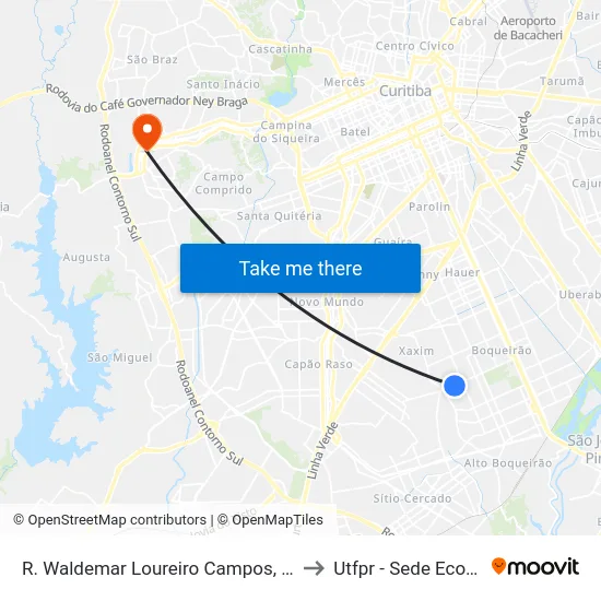 R. Waldemar Loureiro Campos, 3262 to Utfpr - Sede Ecoville map