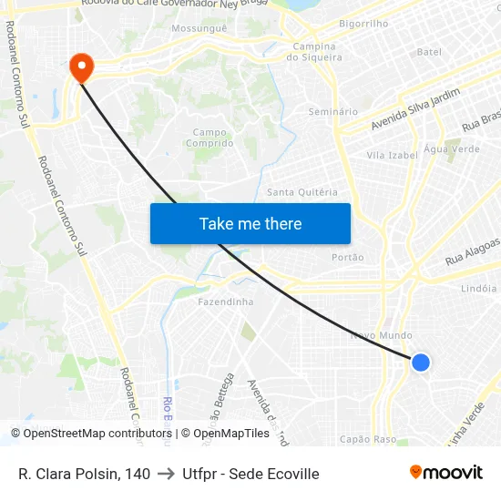 R. Clara Polsin, 140 to Utfpr - Sede Ecoville map