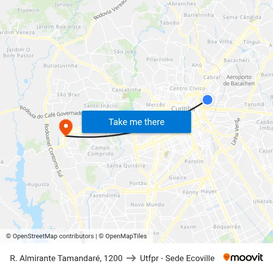 R. Almirante Tamandaré, 1200 to Utfpr - Sede Ecoville map