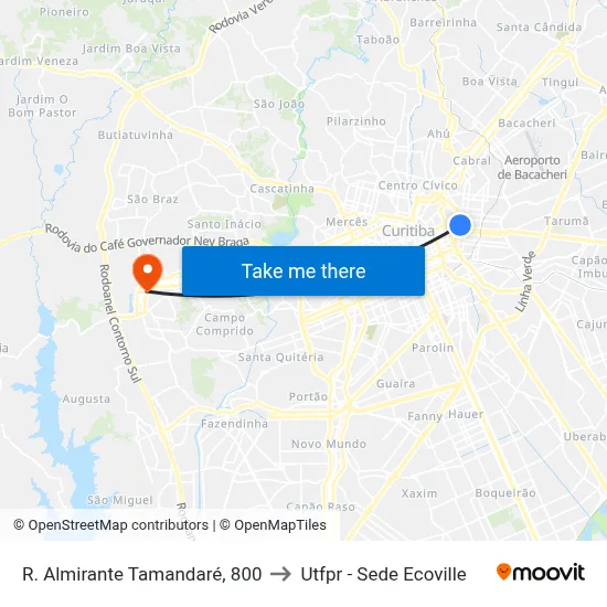 R. Almirante Tamandaré, 800 to Utfpr - Sede Ecoville map
