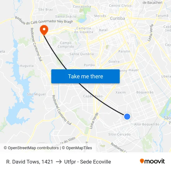 R. David Tows, 1421 to Utfpr - Sede Ecoville map