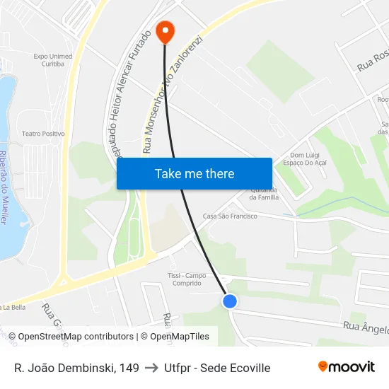 R. João Dembinski, 149 to Utfpr - Sede Ecoville map