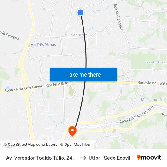 Av. Vereador Toaldo Túlio, 2481 to Utfpr - Sede Ecoville map