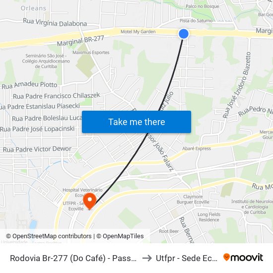 Rodovia Br-277 (Do Café) - Passarela Brf to Utfpr - Sede Ecoville map