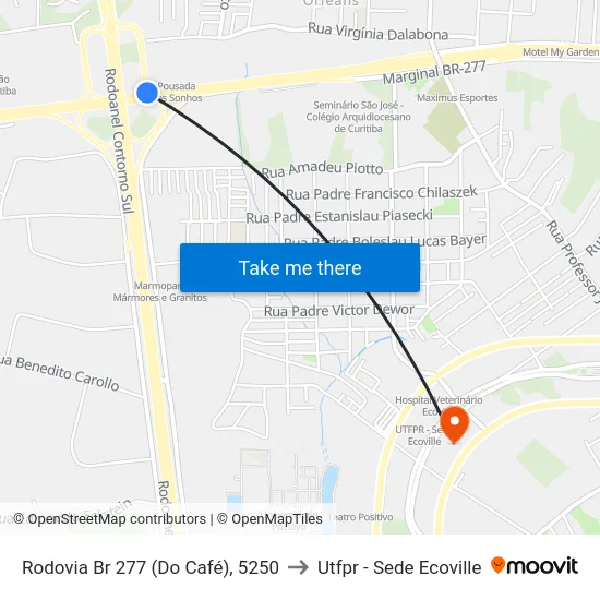 Rodovia Br 277 (Do Café), 5250 to Utfpr - Sede Ecoville map