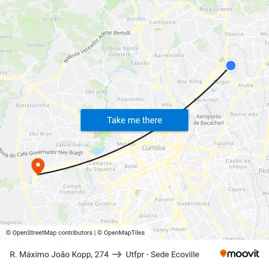 R. Máximo João Kopp, 274 to Utfpr - Sede Ecoville map