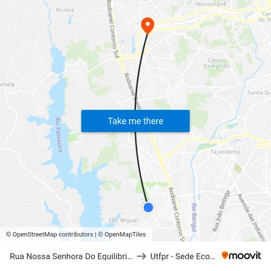 Rua Nossa Senhora Do Equilíbrio, 40 to Utfpr - Sede Ecoville map