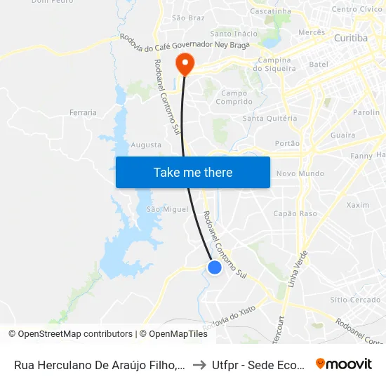 Rua Herculano De Araújo Filho, 370 to Utfpr - Sede Ecoville map