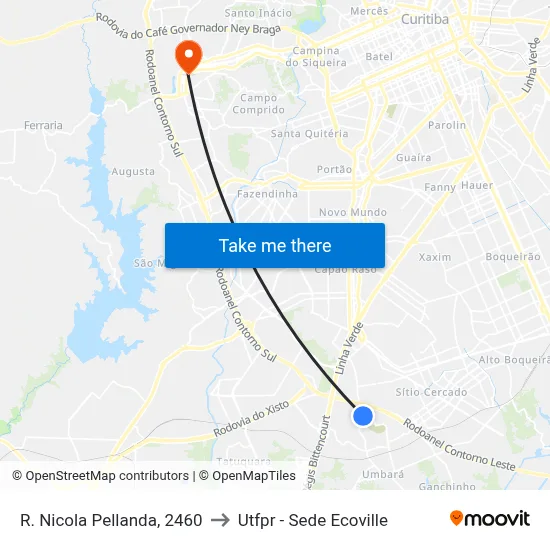 R. Nicola Pellanda, 2460 to Utfpr - Sede Ecoville map