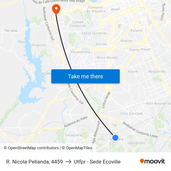 R. Nicola Pellanda, 4459 to Utfpr - Sede Ecoville map