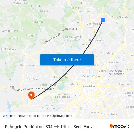 R. Ângelo Prodócimo, 304 to Utfpr - Sede Ecoville map