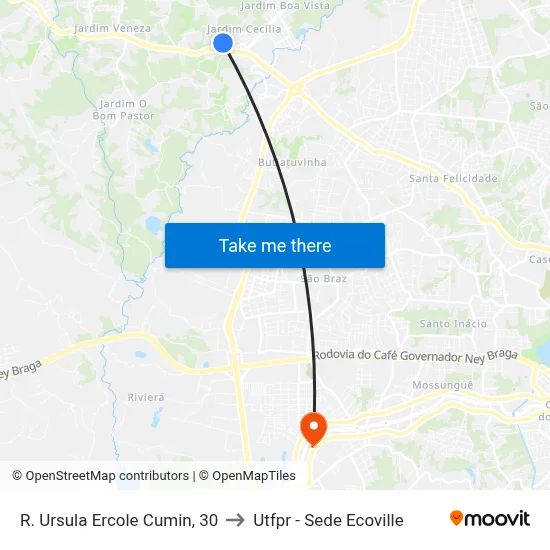 R. Ursula Ercole Cumin, 30 to Utfpr - Sede Ecoville map