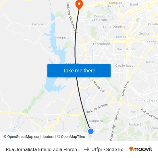 Rua Jornalista Emílio Zolá Florenzano, 300 to Utfpr - Sede Ecoville map