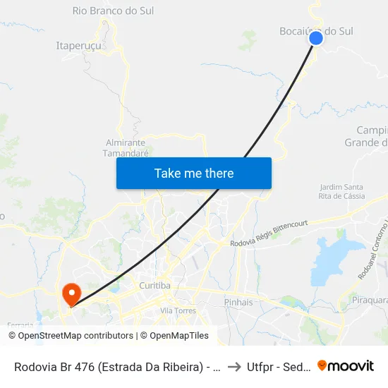 Rodovia Br 476 (Estrada Da Ribeira) - Delegacia Bocaiuva Do Sul to Utfpr - Sede Ecoville map