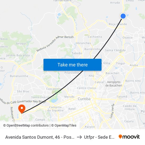 Avenida Santos Dumont, 46 - Posto Coyote to Utfpr - Sede Ecoville map