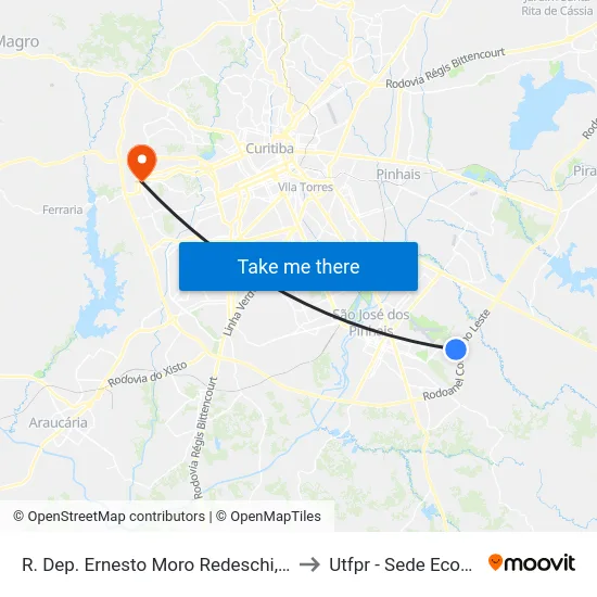 R. Dep. Ernesto Moro Redeschi, 116 to Utfpr - Sede Ecoville map