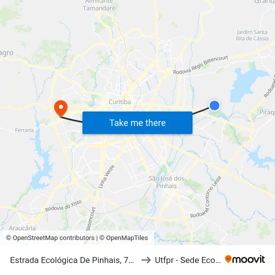 Estrada Ecológica De Pinhais, 708-802 to Utfpr - Sede Ecoville map