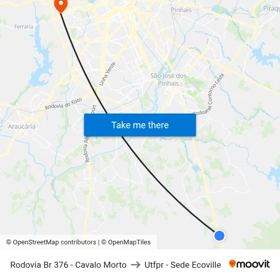 Rodovia Br 376 - Cavalo Morto to Utfpr - Sede Ecoville map