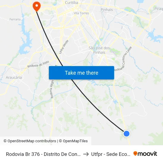 Rodovia Br 376 - Distrito De Contenda to Utfpr - Sede Ecoville map