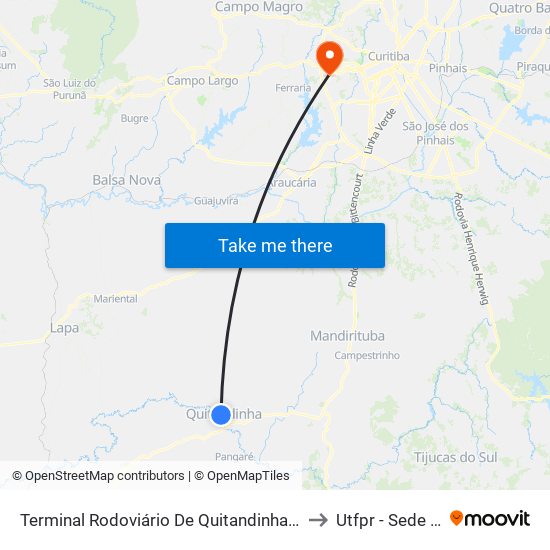 Terminal Rodoviário De Quitandinha (José Steff Filho) to Utfpr - Sede Ecoville map