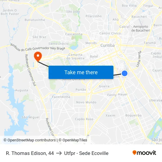 R. Thomas Edison, 44 to Utfpr - Sede Ecoville map