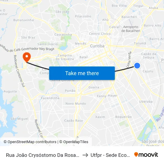 Rua João Crysóstomo Da Rosa, 187 to Utfpr - Sede Ecoville map