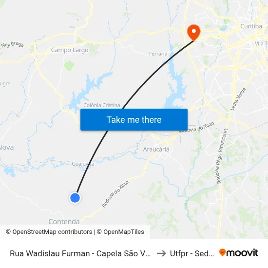 Rua Wadislau Furman - Capela São Vicente De Paulo Camundá to Utfpr - Sede Ecoville map