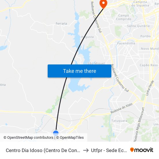 Centro Dia Idoso (Centro De Convivência) to Utfpr - Sede Ecoville map