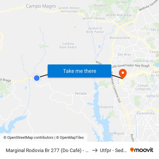 Marginal Rodovia Br 277 (Do Café) - Passarela Vila Ponmpéia to Utfpr - Sede Ecoville map