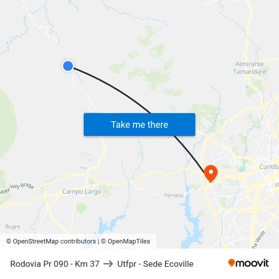 Rodovia Pr 090 - Km 37 to Utfpr - Sede Ecoville map