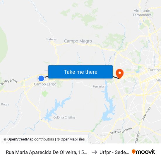 Rua Maria Aparecida De Oliveira, 154  - Hospital Do Rocio to Utfpr - Sede Ecoville map