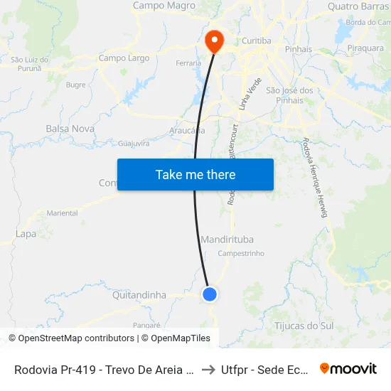 Rodovia Pr-419 - Trevo De Areia Branca to Utfpr - Sede Ecoville map