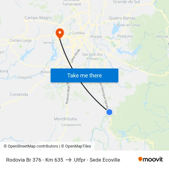 Rodovia Br 376 - Km 635 to Utfpr - Sede Ecoville map