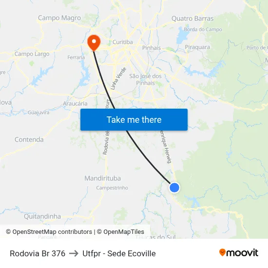 Rodovia Br 376 to Utfpr - Sede Ecoville map