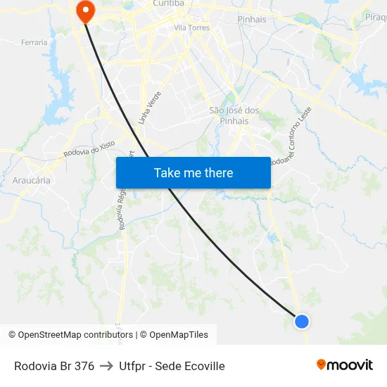 Rodovia Br 376 to Utfpr - Sede Ecoville map