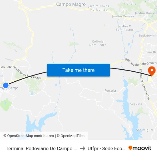 Terminal Rodoviário De Campo Largo to Utfpr - Sede Ecoville map
