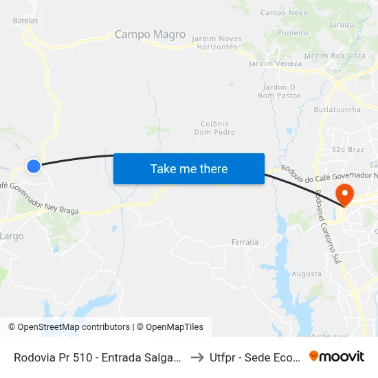 Rodovia Pr 510 - Entrada Salgadinho to Utfpr - Sede Ecoville map