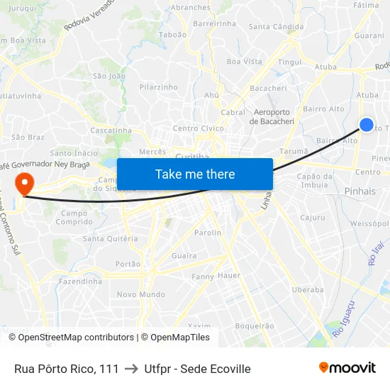Rua Pôrto Rico, 111 to Utfpr - Sede Ecoville map