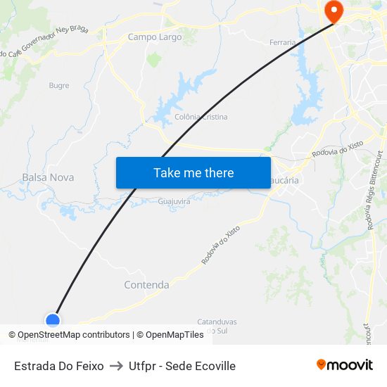 Estrada Do Feixo to Utfpr - Sede Ecoville map