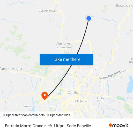 Estrada Morro Grande to Utfpr - Sede Ecoville map