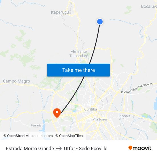 Estrada Morro Grande to Utfpr - Sede Ecoville map